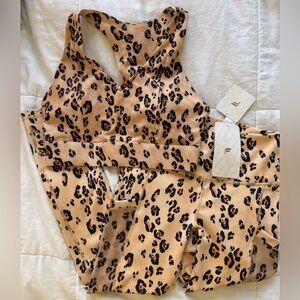 Fabletics Leggings and Sports Bra Matching Animal Print Set